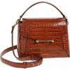 Strathberry Mosaic Croc Embossed Leather Top Handle Bag In Brown