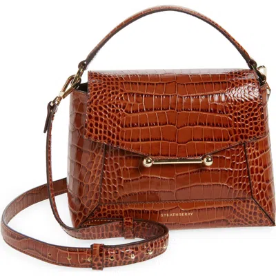 Strathberry Mosaic Croc Embossed Leather Top Handle Bag