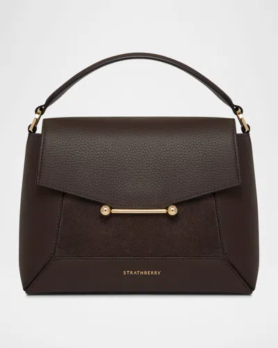 Strathberry Mosaic Grain Leather Top-handle Bag In Brown