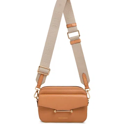 Strathberry Mosaic Leather Camera Crossbody Bag In Caramel