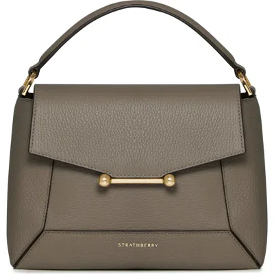 Strathberry Mosaic Leather Top Handle Bag In Taupe