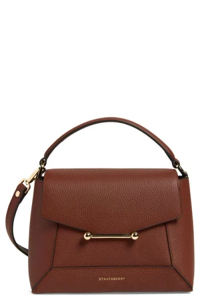 Strathberry Mosaic Leather Top Handle Bag In Walnut