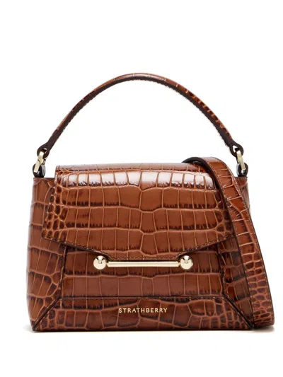Strathberry Mosaic Leather Tote Bag In Brown