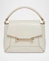 Strathberry Mosaic Nano Croc Leather Top-handle Bag In Vanilla