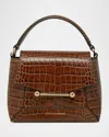 Strathberry Mosaic Nano Croc Leather Top-handle Bag In Walnut