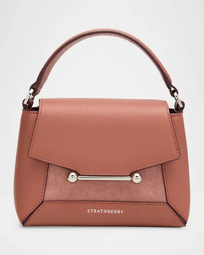 Strathberry Mosaic Nano Leather & Suede Top-handle Bag In Sienna Dusty Pink