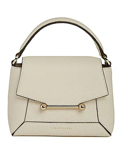 Strathberry Nano Leather Mosaic Top-handle Bag In Vanilla/gold