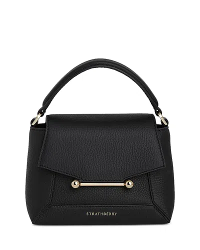 Strathberry Mosaic Nano Leather Top Handle Bag In Black