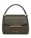 Strathberry Mosaic Nano Leather Top Handle Bag In Khaki/light Gold