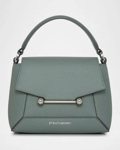 Strathberry Mosaic Nano Leather Top-handle Bag In Stone Blue