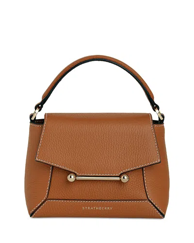 Strathberry Mosaic Nano Leather Top Handle Bag In Tan