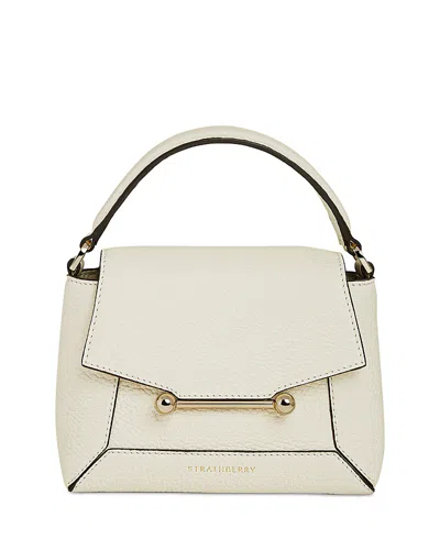 Strathberry Mosaic Nano Leather Top Handle Bag In Vanilla