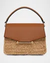 Strathberry Mosaic Nano Raffia & Leather Top-handle Bag In Tan