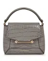 Strathberry Mosaic Nano Soft Embossed Croc Top Handle Bag In Gray