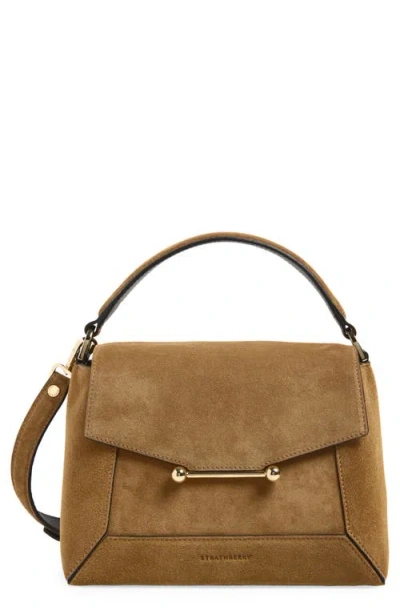 Strathberry Mosaic Suede Top Handle Bag In Toffee/espresso