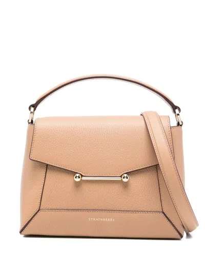 Strathberry Mosaic Top Handle Grain Caramel Bags In Brown
