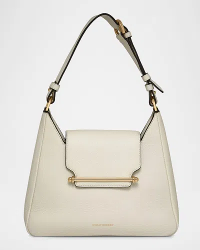 Strathberry Multrees Grain Leather Hobo Bag In Vanilla