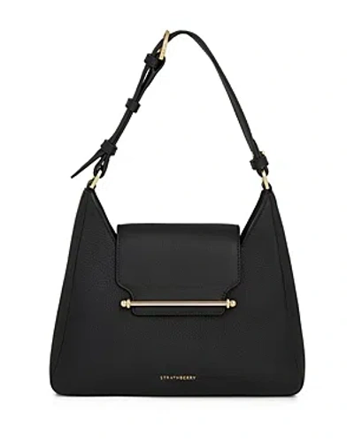 Strathberry Multrees Leather Hobo Bag In Black/gold