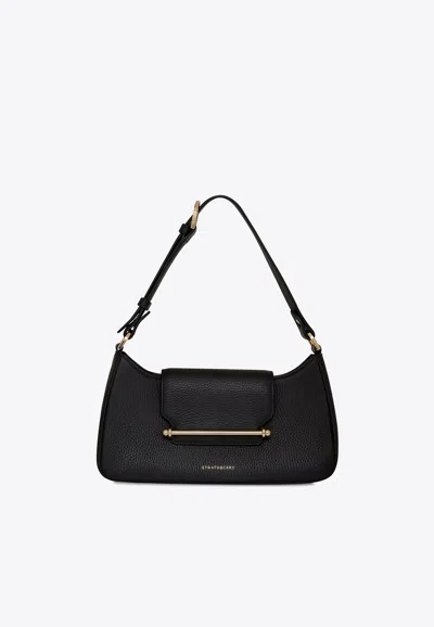 Strathberry Multrees Omni Grain Leather Shoulder Bag In Black