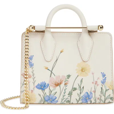 Strathberry Nano Floral Print Leather Tote In White