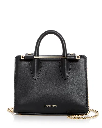 Strathberry Nano Leather Tote In Black