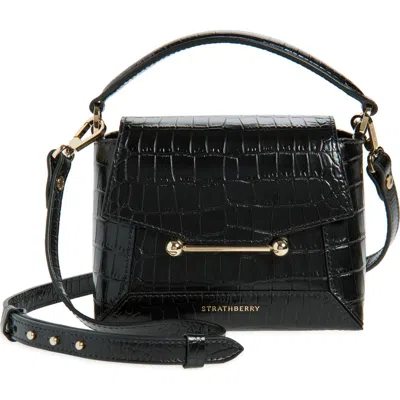 Strathberry Nano Mosaic Croc Embossed Leather Top Handle Bag