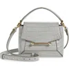 Strathberry Nano Mosaic Croc Embossed Top Handle Bag In Gray