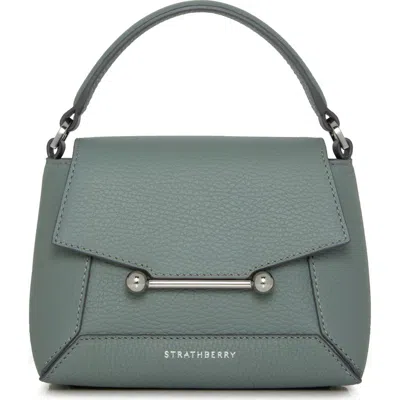 Strathberry Nano Mosaic Grained Leather Top Handle Bag In Blue