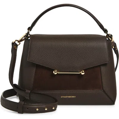 Strathberry Nano Mosaic Leather & Suede Top Handle Bag In Brown