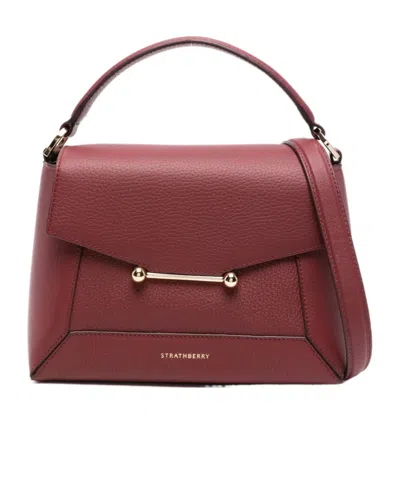 Strathberry Nano Mosaic Top-handle Bar-detail Tote Bag In Burgundy