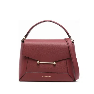 Strathberry Nano Mosaic Top-handle Bar-detail Tote Bag In Red