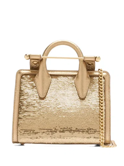 Strathberry Nano Tote Sequin-embellished Tote Bag In Gold