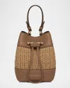 Strathberry Osette Drawstring Raffia Bucket Bag In Brown