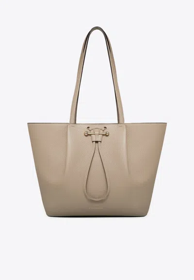 Strathberry Osette Grained Leather Tote Bag In Brown