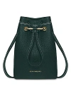 Strathberry Osette Leather Pouch In Bottle Green/gold