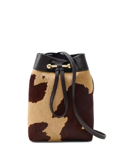 Strathberry Osette Midi Calf-hair Bucket Bag In Red