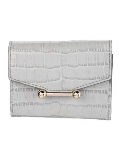 Pre-owned Strathberry Patent Leather Compact Wallet In Gray
