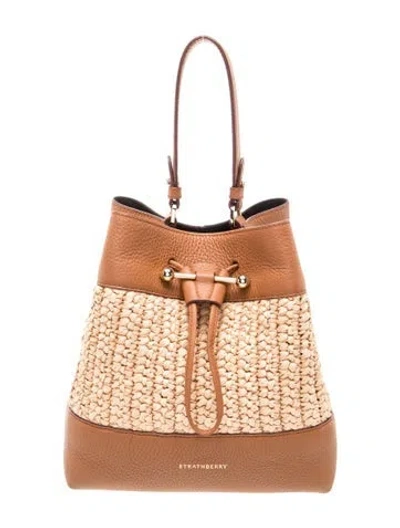 Pre-owned Strathberry Raffia Bucket Bag In Neutrals