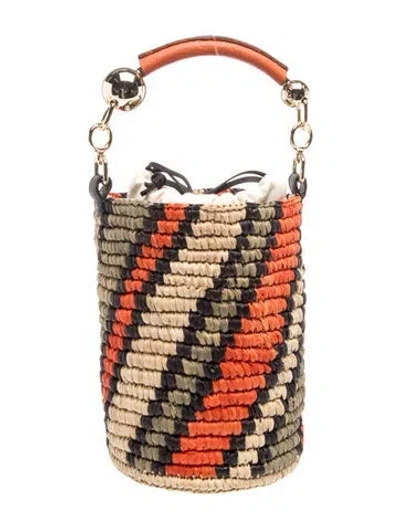 Pre-owned Strathberry Raffia Crescent Bucket In Neutral