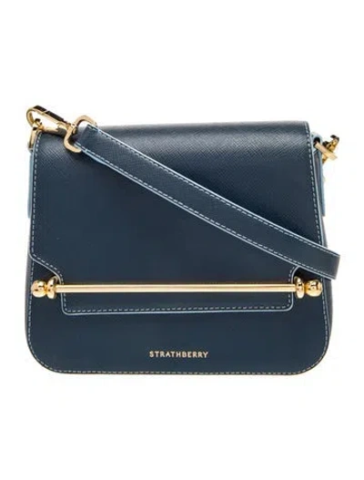 Pre-owned Strathberry Saffiano Leather Crossbody Bag In Blue