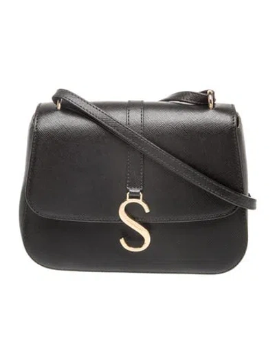 Pre-owned Strathberry Saffiano Leather Shoulder Bag In Black