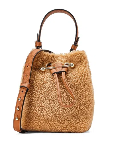 Strathberry Shearling Bucket Bag In Brown