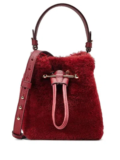 Strathberry Shearling Bucket Bag In Red