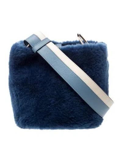 Pre-owned Strathberry Shearling Lana Bucket In Blue