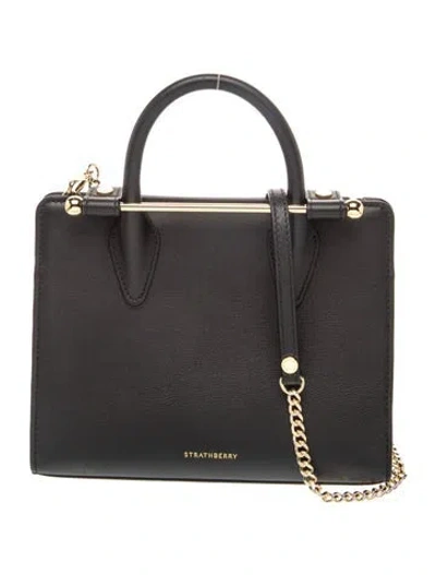 Pre-owned Strathberry Signature The Tote Nano In Black