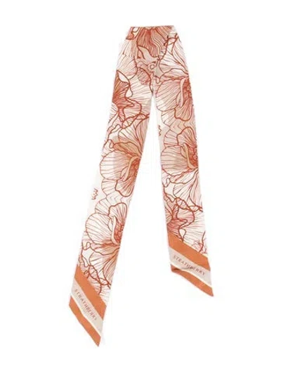 Pre-owned Strathberry Silk Floral Print Scarf In Neutrals