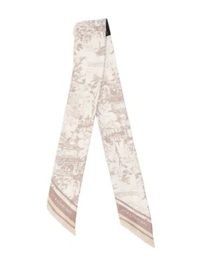 Pre-owned Strathberry Silk Graphic Print Scarf In Neutrals