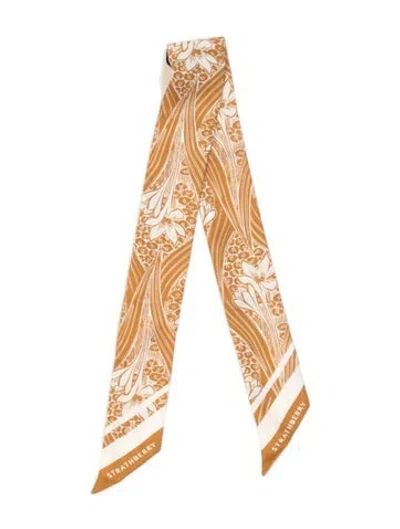 Pre-owned Strathberry Silk Paisley Print Scarf In Neutrals