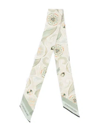 Pre-owned Strathberry Silk Paisley Print Scarf In Neutrals