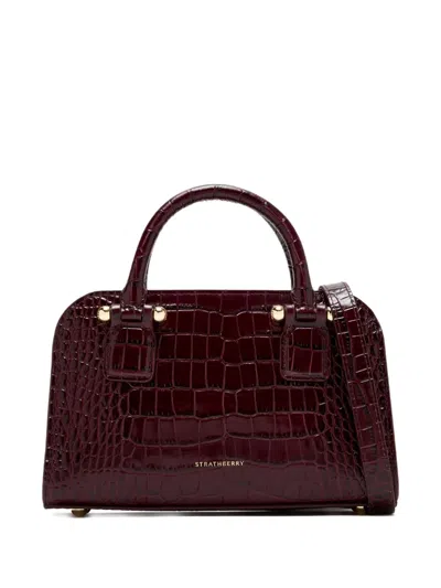Strathberry Small Crocodile-embossed Top-handle Tote Bag In Red